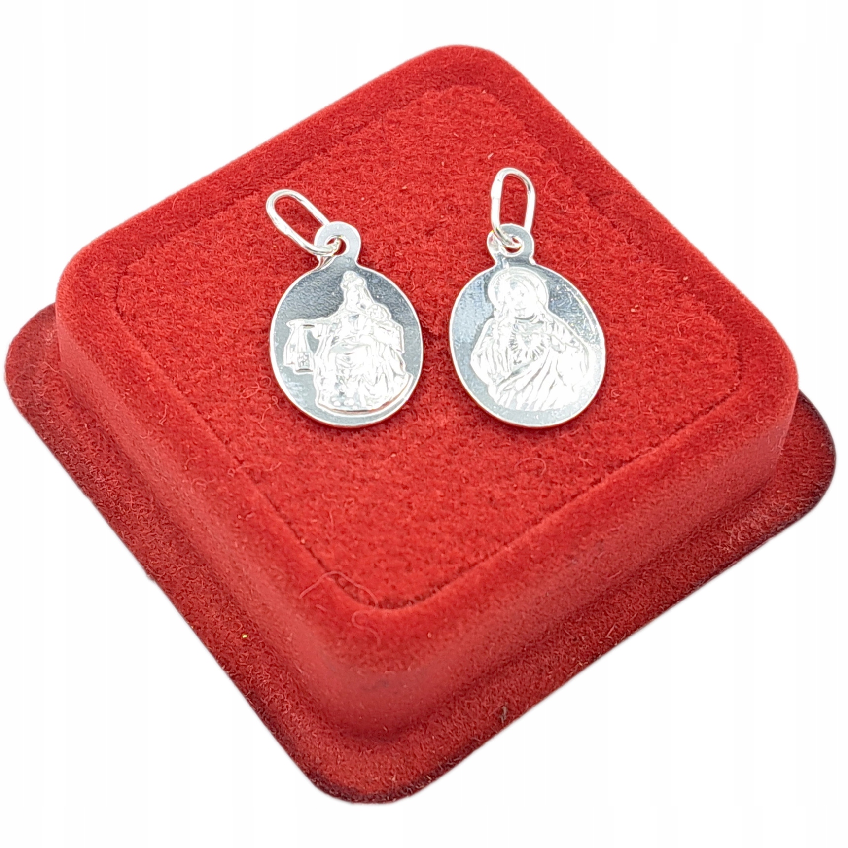 SZKAPLERZ SREBRNY MEDALIK Z MATKĄ BOSKĄ I JEZUSEM