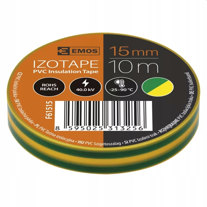 

Taśma izolacyjna izolacja żółto-zielona 15mm 10m
