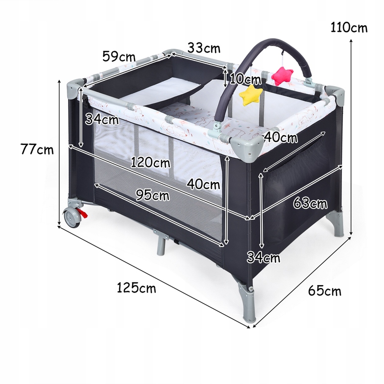 Łóżeczko turystyczne DOSTAWNE regulowane składane Marka Costway