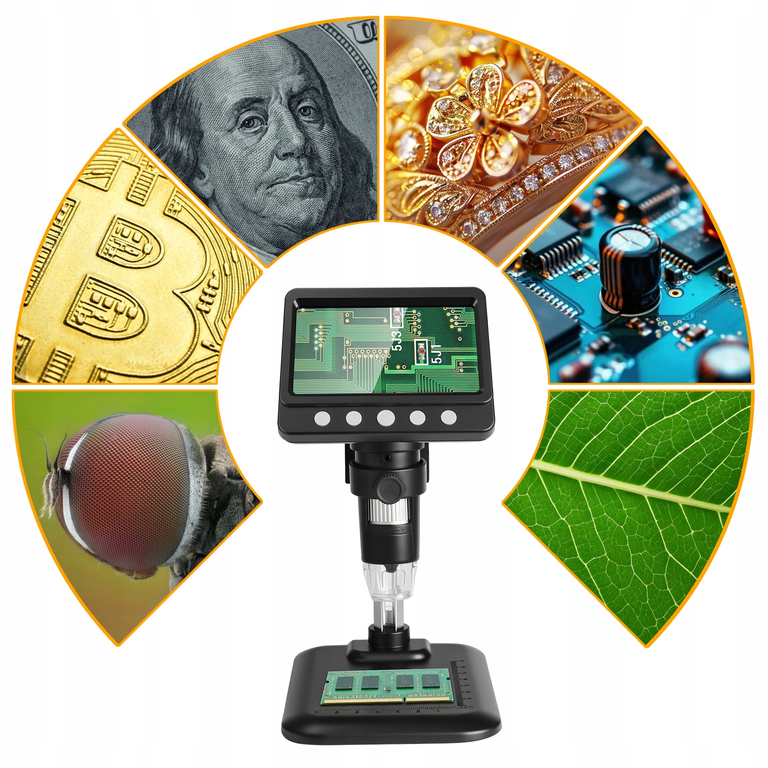 Digitální Mikroskop Se Zvětšením Hd Obrazovka 4,3" 1000x 2MP 8xLED