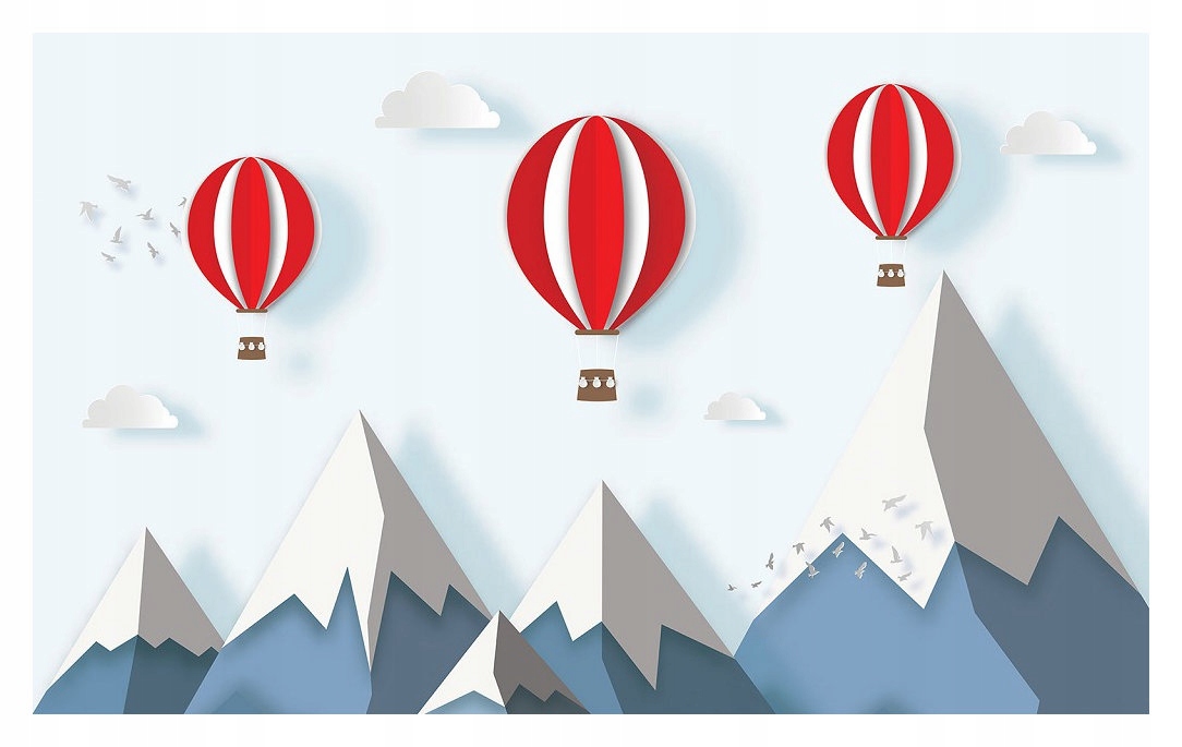 Vliesová fototapeta Červené balónky nad horami pastelové 368x254 lepidlo