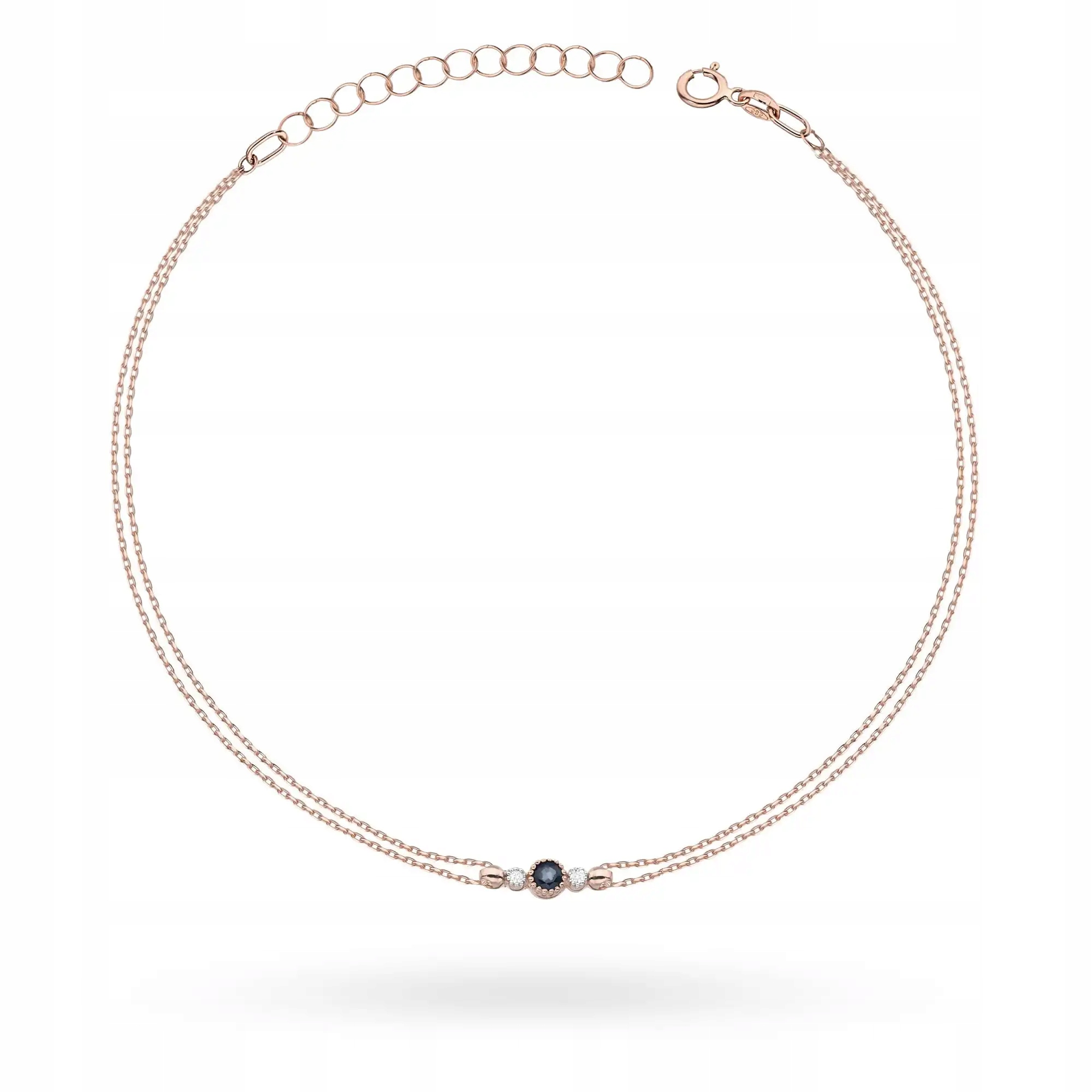 Dámský náramek zlatý 585 se safírem 0,15 ct růžové zlato efektní módní