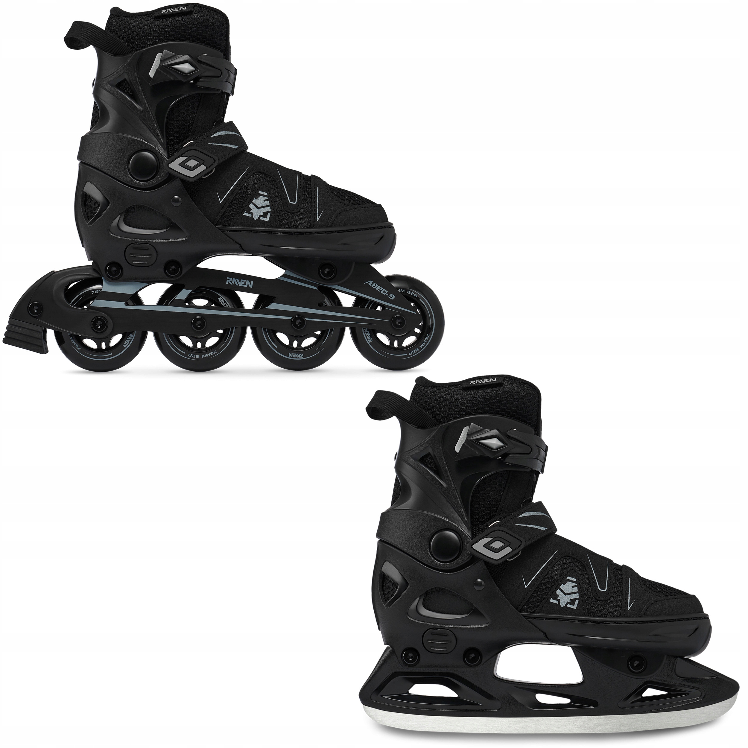 Regulowane Rolki Łyżwy hokejowe 2w1 Raven Pulse Pro Black FitGo 43-46