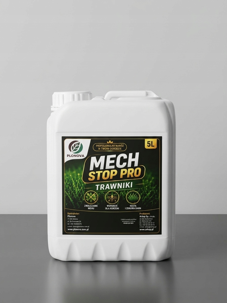 Mech Stop Pro 5L prostriedok na mach v trávniku, hnojivo, železo, chelát na trávu