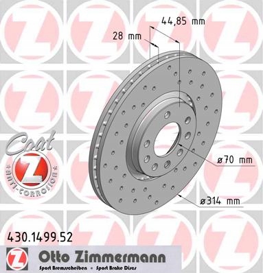 Tarcze ZIMMERMANN SPORT Przód OPEL VECTRA C 314mm Liczba tarcz w ofercie 1
