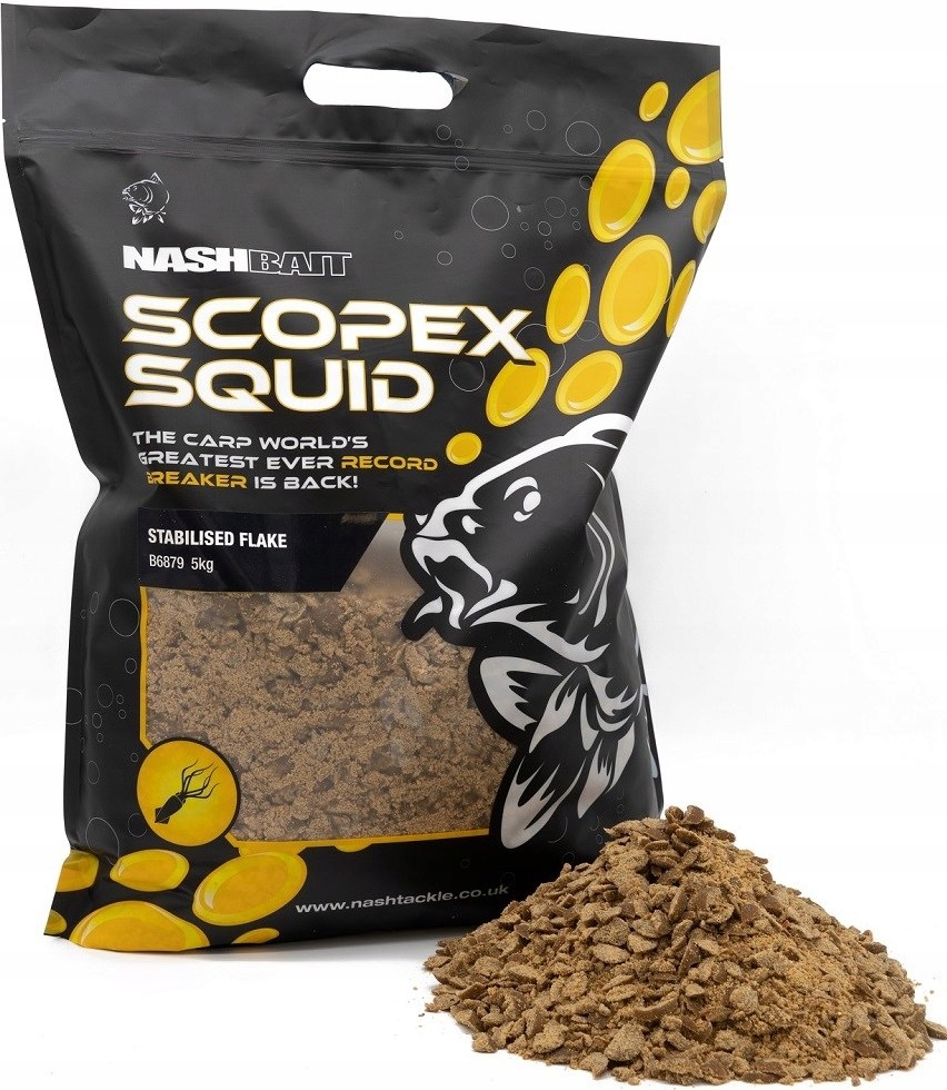 Krmivo pre ryby - Vznášali jemné guľôčky Nash Scopex Squid Flake 1kg
