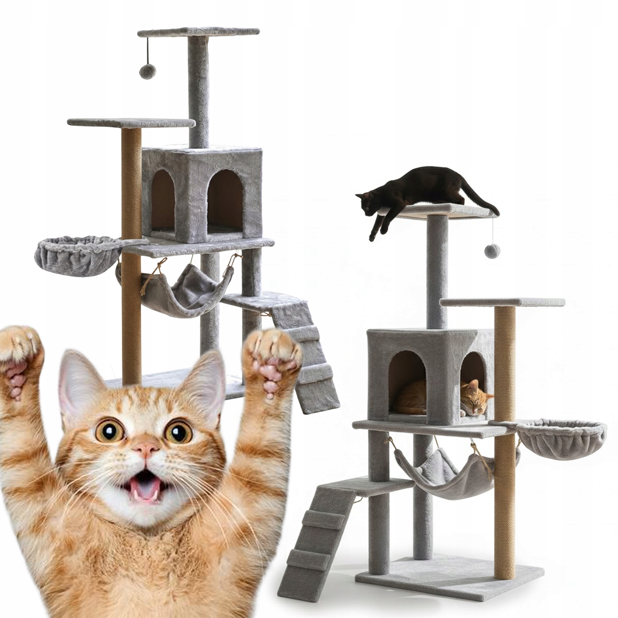 Luxusní Patrové Škrabadlo Pro Kočky 125 cm Hračka Pelíšek Domeček