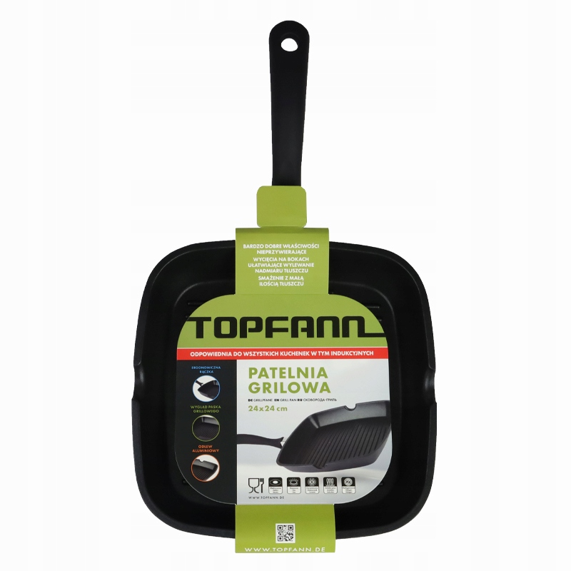 

Patelnia Grillowa 24 CM Indukcja Powłoka Non Stick