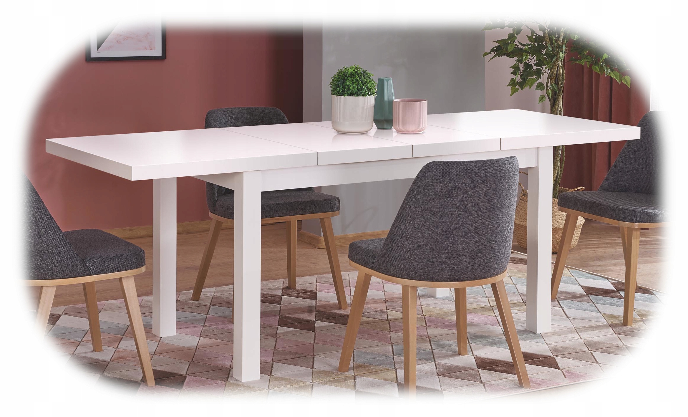 Stół TIAGO 2 Halmar ROZKŁADANY BIAŁY mat 140x80 cm