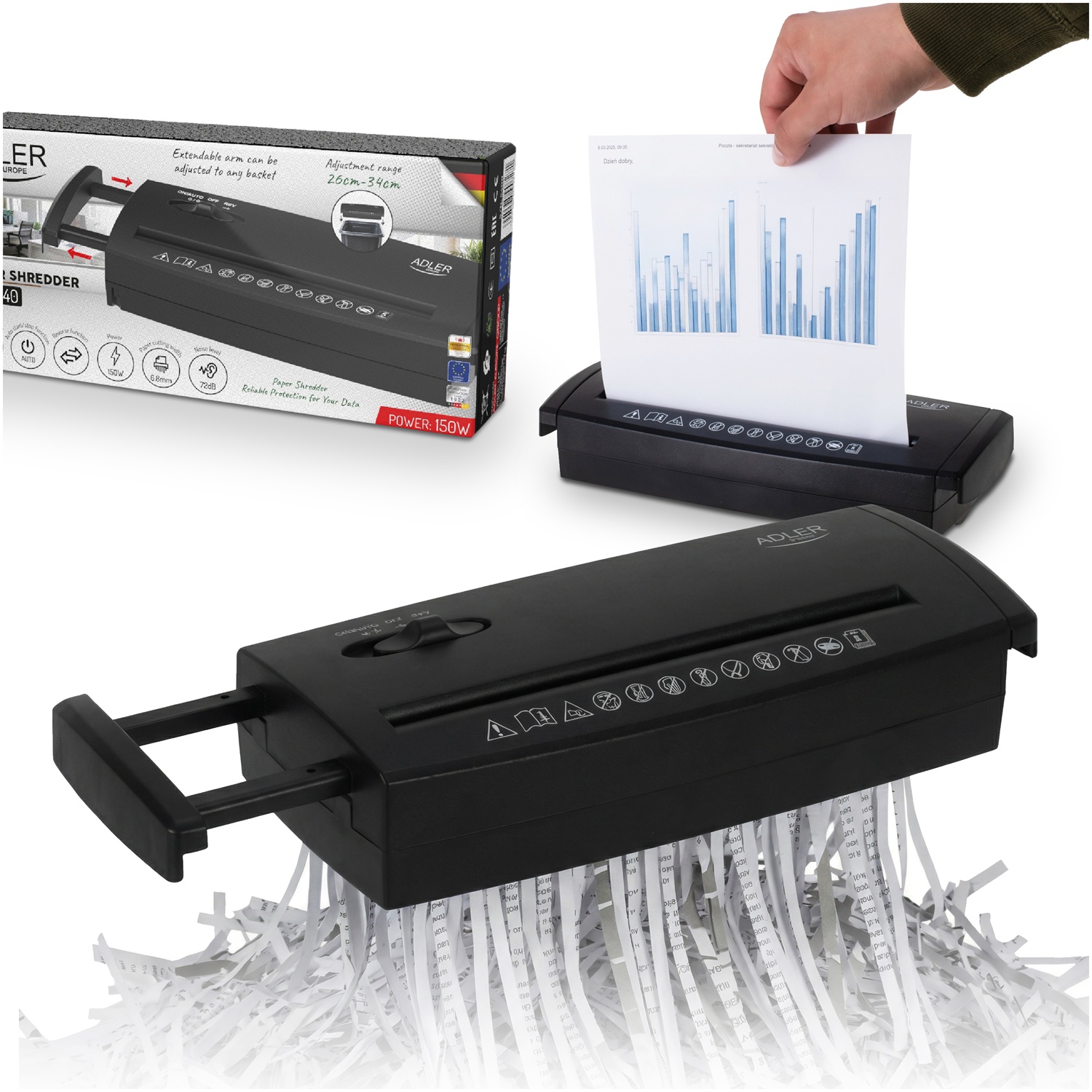 NISZCZARKA DO DOKUMENTÓW PAPIERU BIUROWA RODO AUTOMATYCZNA NAKŁADANA P-1