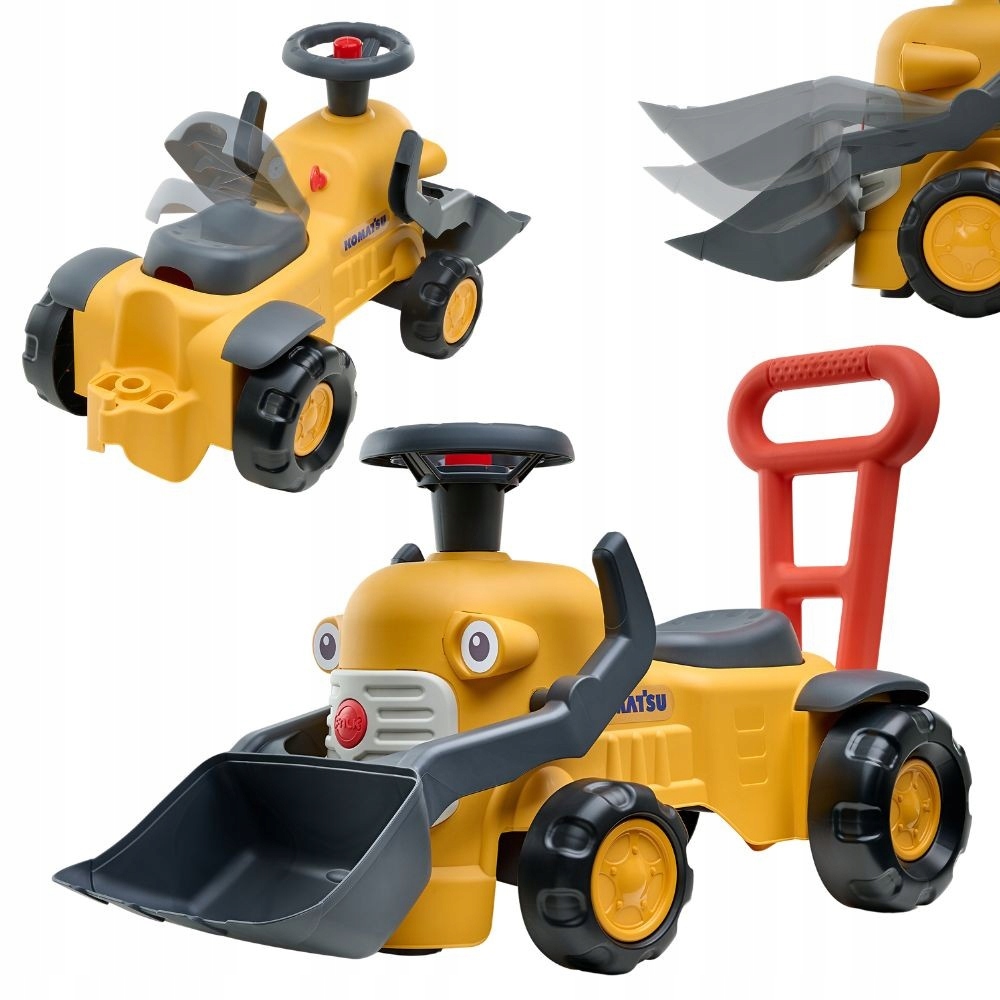 Jeździk Pchacz Traktor Komatsu Z Łyżką I Klaksonem Żółty Od 1-3 Lat Falk