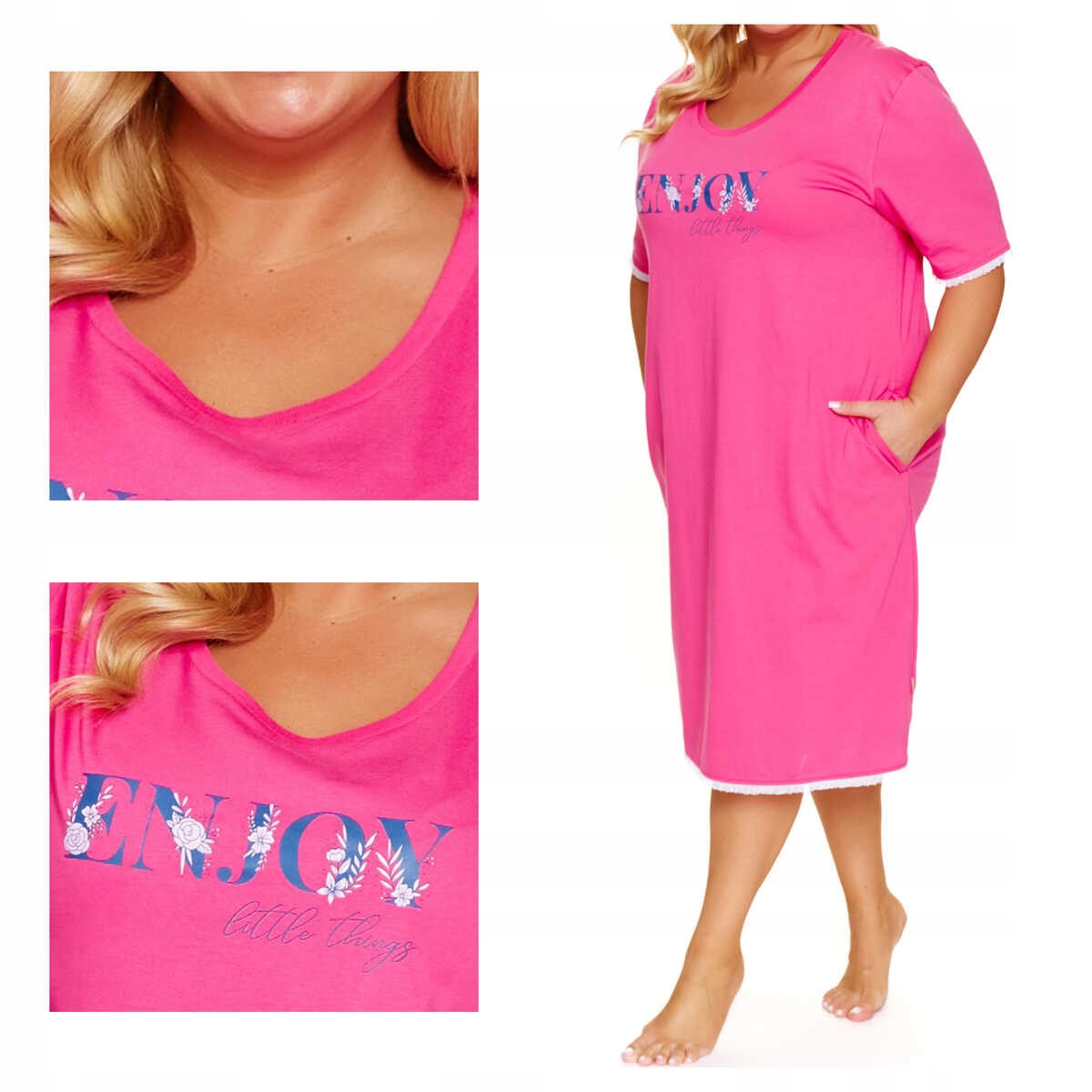 Doctornap Košile noční bavlněná s krátkým rukávem Tm 7327 peony plus 3XL