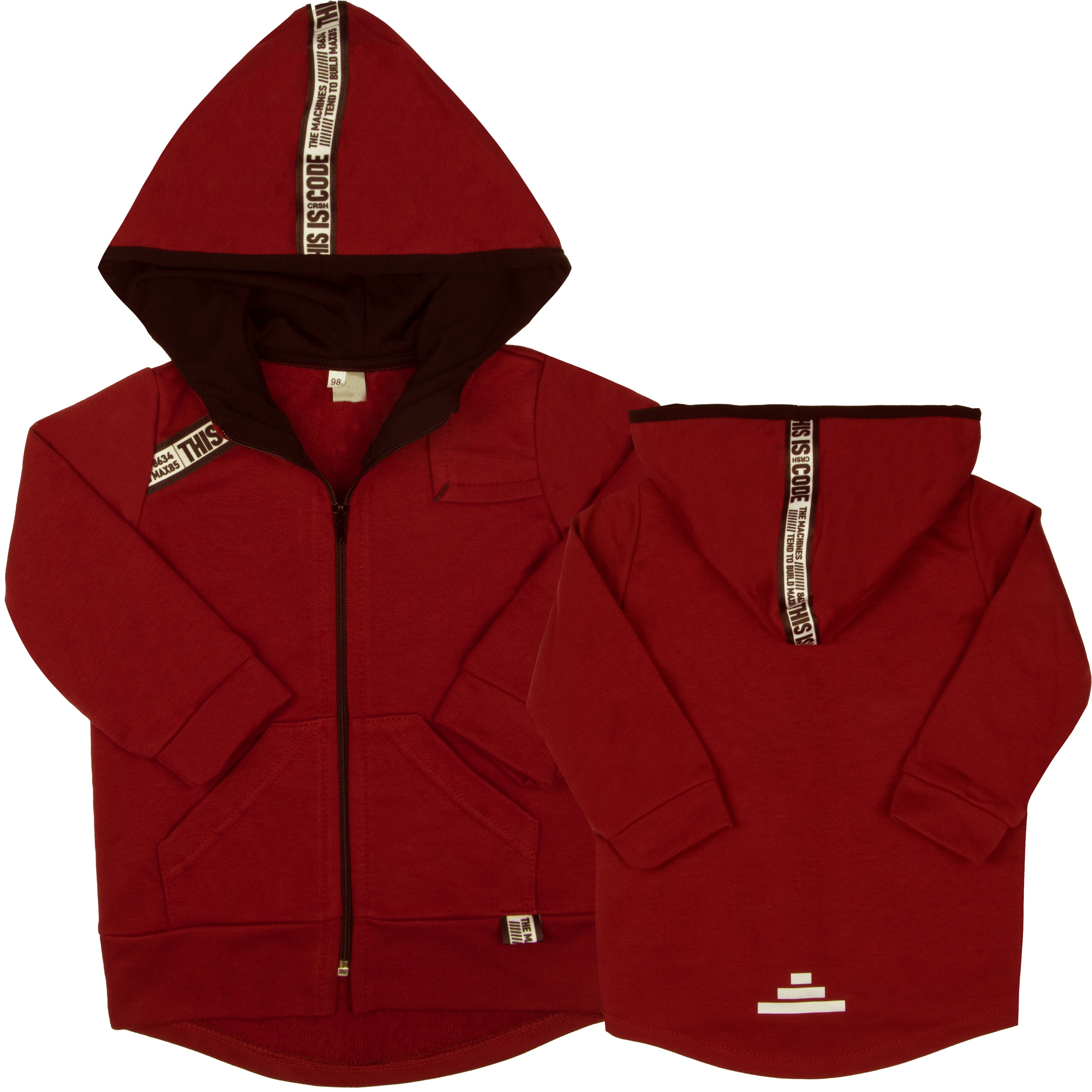 

Bluza Z Kapturem na zamek bordowa 116 Dresowa