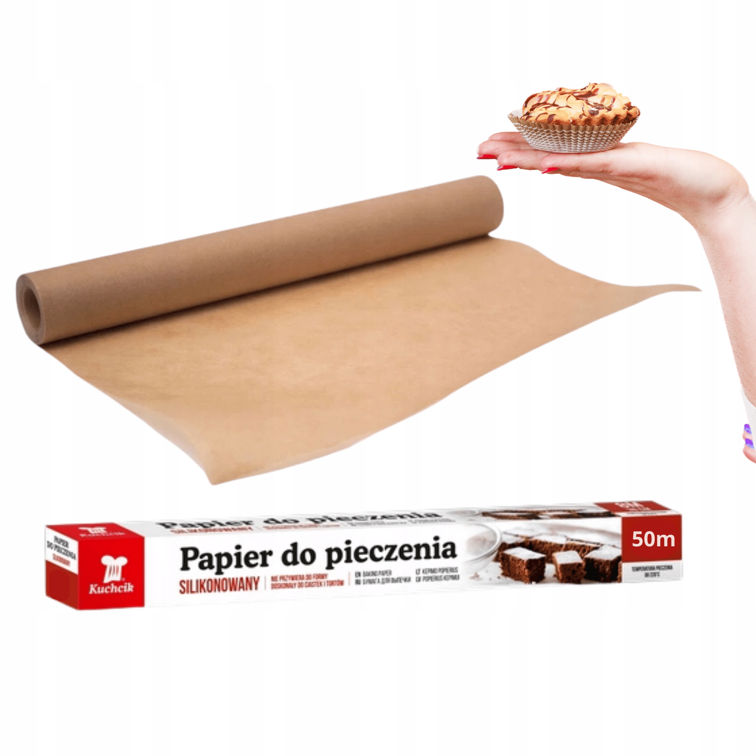 PAPIER DO PIECZENIA 50 m DŁUGA ROLKA 38 cm DO PIEKARNIKA BRĄZOWY