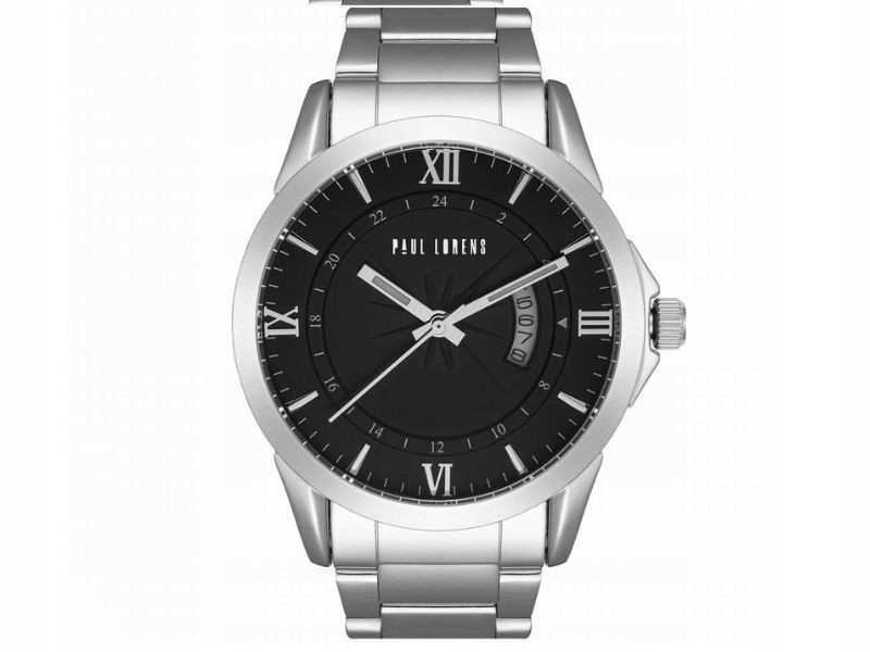 Ocelové hodinky pro muže s černým ciferníkem na mesh náramku dárek