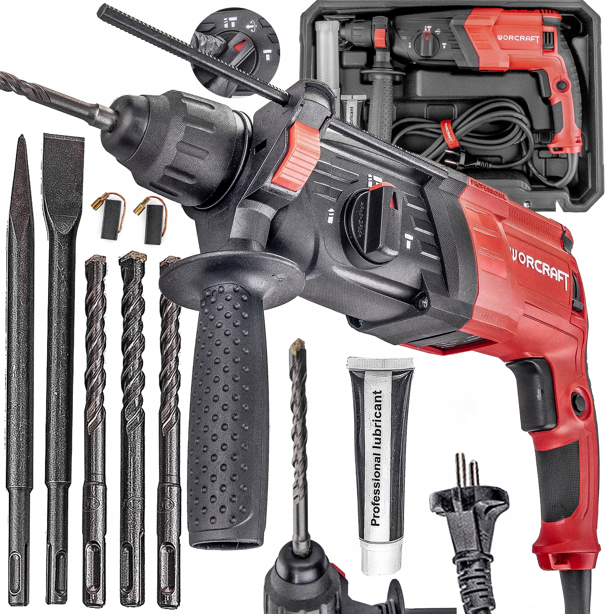 Młotowiertarka Młot Udarowy Wiertarka Mocna Sds+ Walizka dla Taty