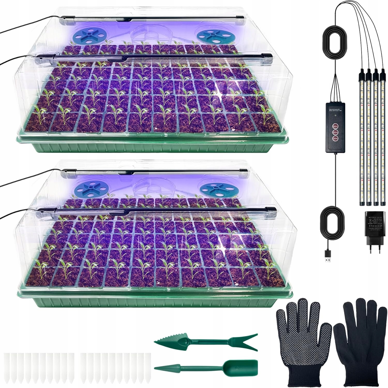 Podnosy na klíčení 2x60 Led buněk Timer 42x28