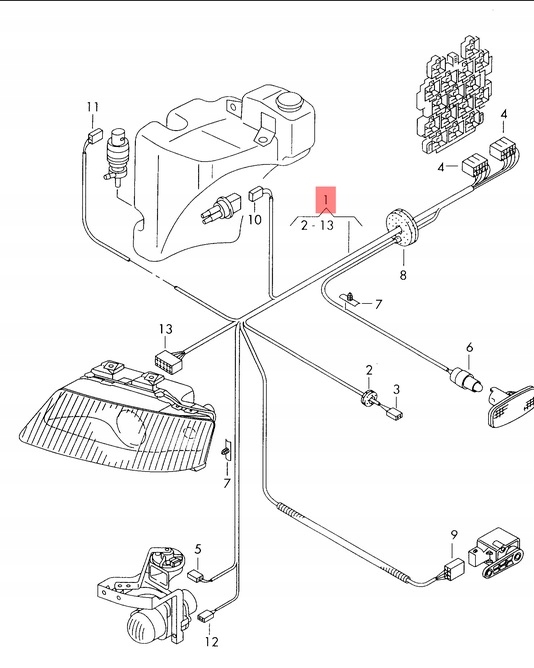 bundle wiring electrical lights left front AUDI S6 A6 C5 4B1971075AK