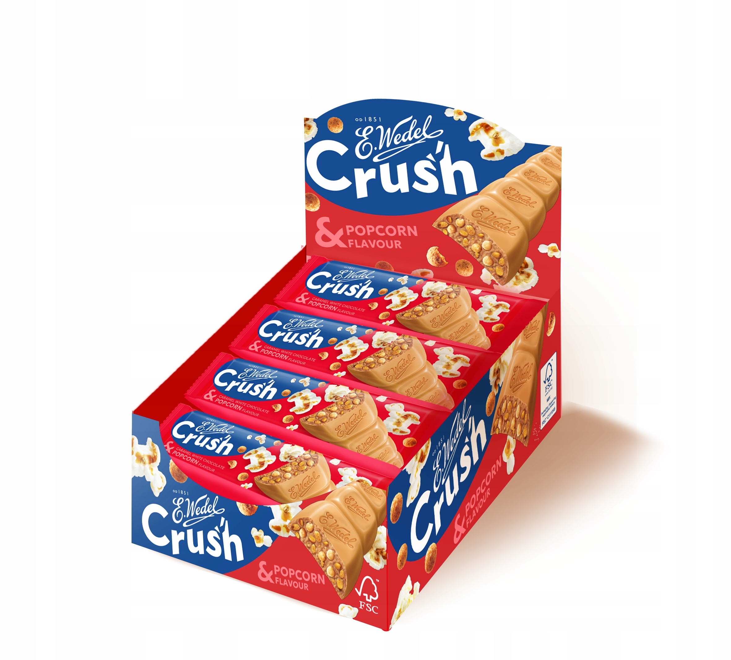 E. Wedel Crush Baton z białej czekolady z prażoną kukurydzą 25x25 g