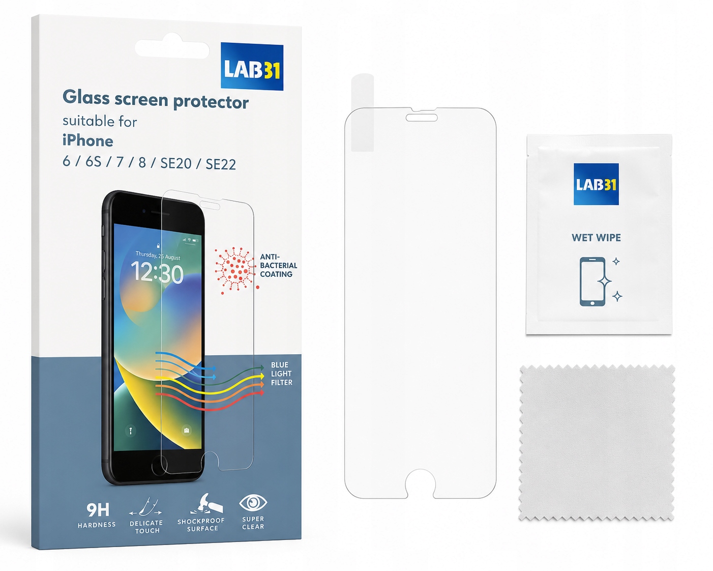 Szkło hartowane LAB31 do iPhone 6 6S 7 8 Se 2020 Se 2022
