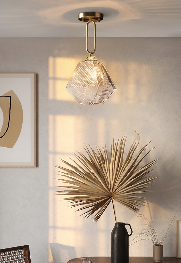 LAMPA WISZĄCA SUFITOWA E27 SZKLANA RETRO GOLD Kolekcja APP1025-1CP