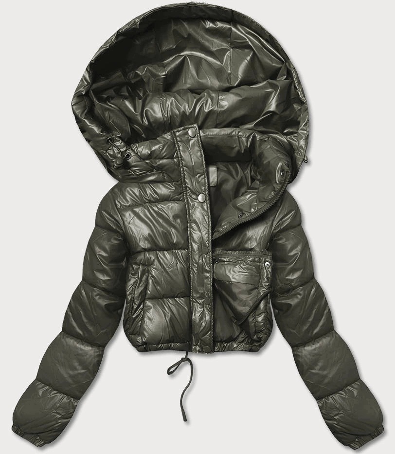 Krátká Dámská Péřová Bunda 3831 Khaki XL (42)