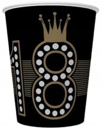 KUBECZKI CZARNE 18-STKA KORONA OSIEMNASTKA 8 SZTUK