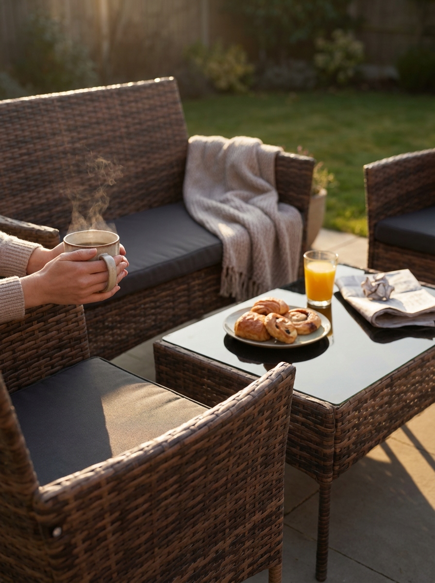 ZESTAW MEBLI OGRODOWYCH SFS010 MTG MEBLE OGRODOWE TECHNORATTAN JASNY BRĄZ Producent MTG Trade Group