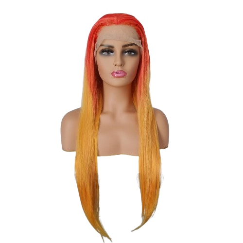 Paruka Lace Front barevná oranžová žlutá čepička Bonus