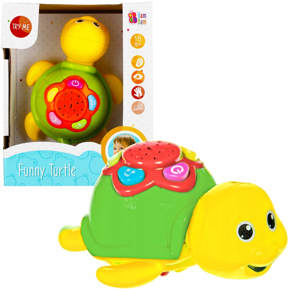 ZABAWNY ŻÓŁWIK DLA NIEMOWLAKA MELODIE DŹWIĘKI