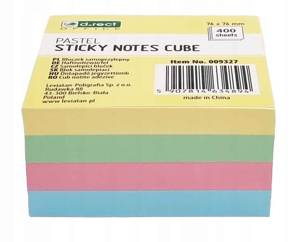 

Bloczek notes samoprzylepny 400 kartek pastel