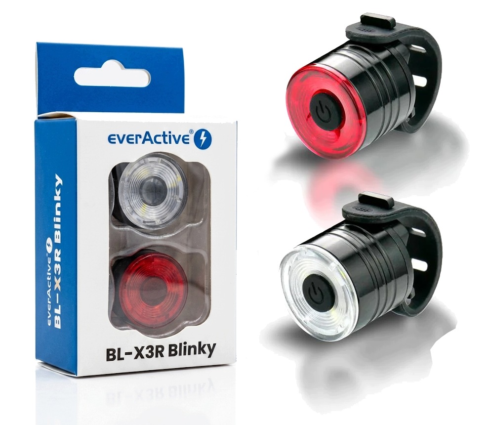 Lampka Rowerowa Przód Tył Zestaw Mini 3 Tryby Pracy Bateryjne Everactive