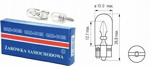 

Żarówka Samochodowa 12V 10W T13 Całoszklana 10szt.