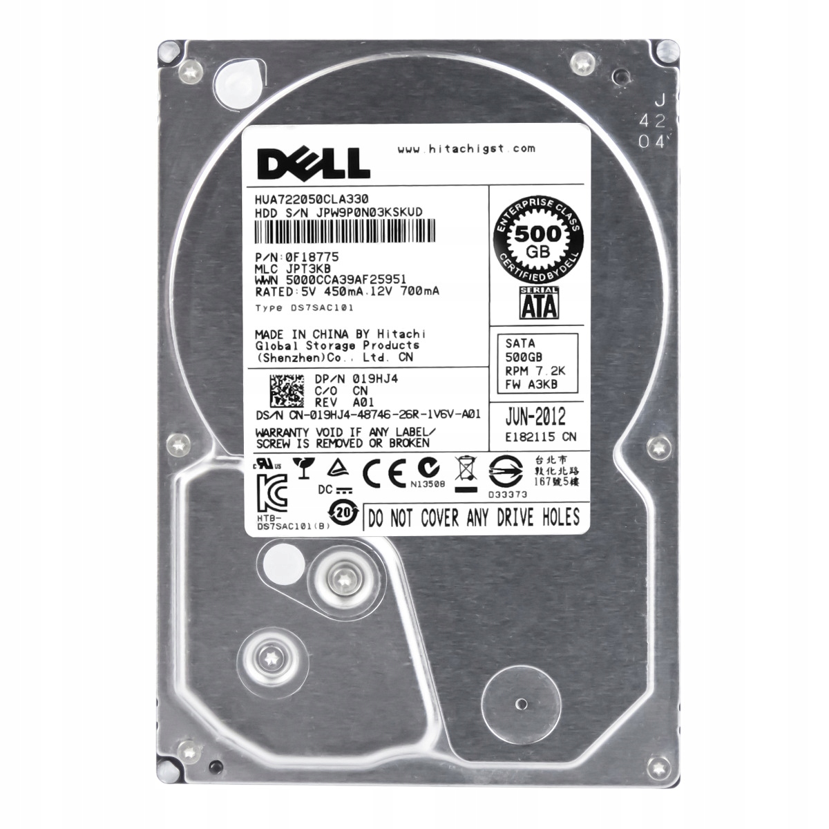 Dell 019HJ4 500GB 7.2K 32MB Sata II 3.5'' HUA722050CLA330