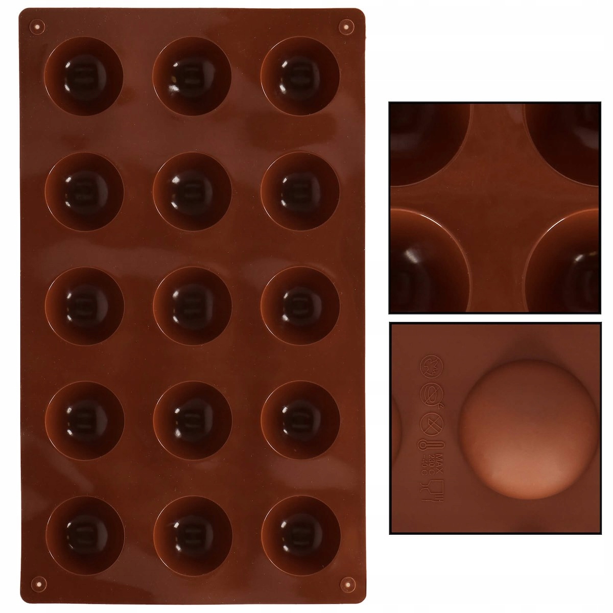 FORMA SILIKONOWA FOREMKA DO PIECZENIA MONOPORCJI CZKOLADY BABECZEK PÓŁKULA Szerokość produktu 17 cm