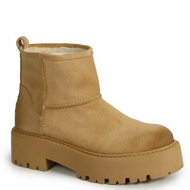 Chebello 4512 Béžové Kožené Kotníkové Boty Sněhule 36