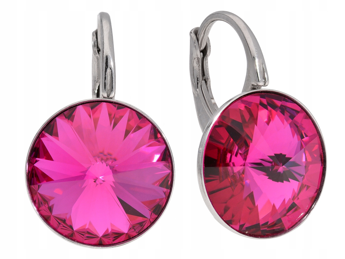 

Kolczyki srebro okrągłe rivoli różowe Swarovski