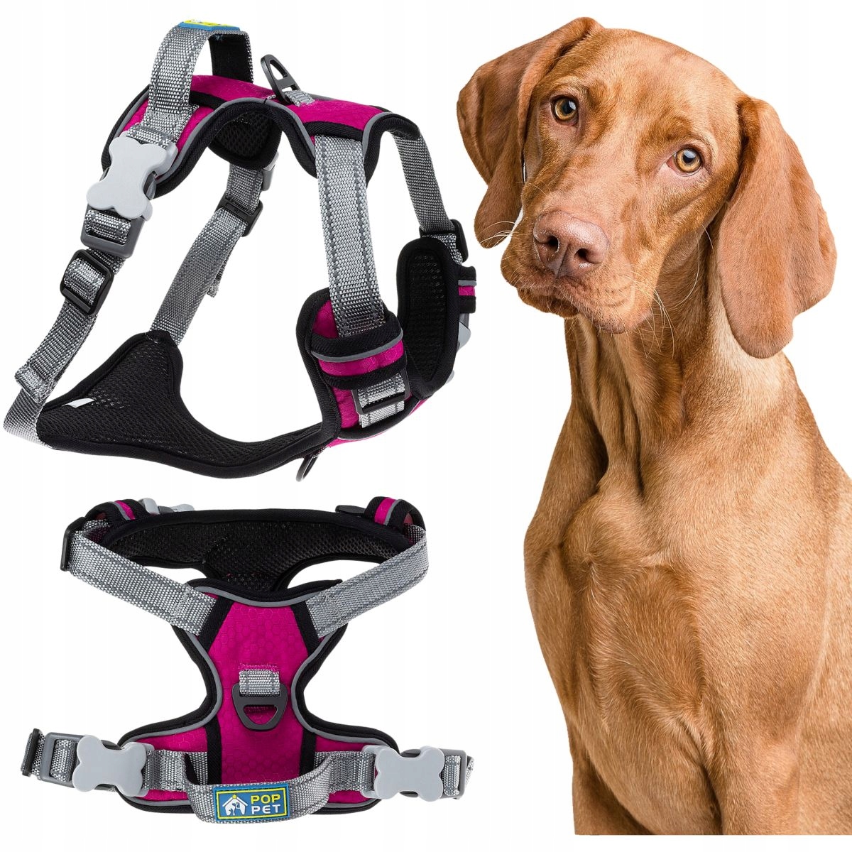 Levně Postroj pro psa beztlakový s rukojetí typu Guard L Růžový