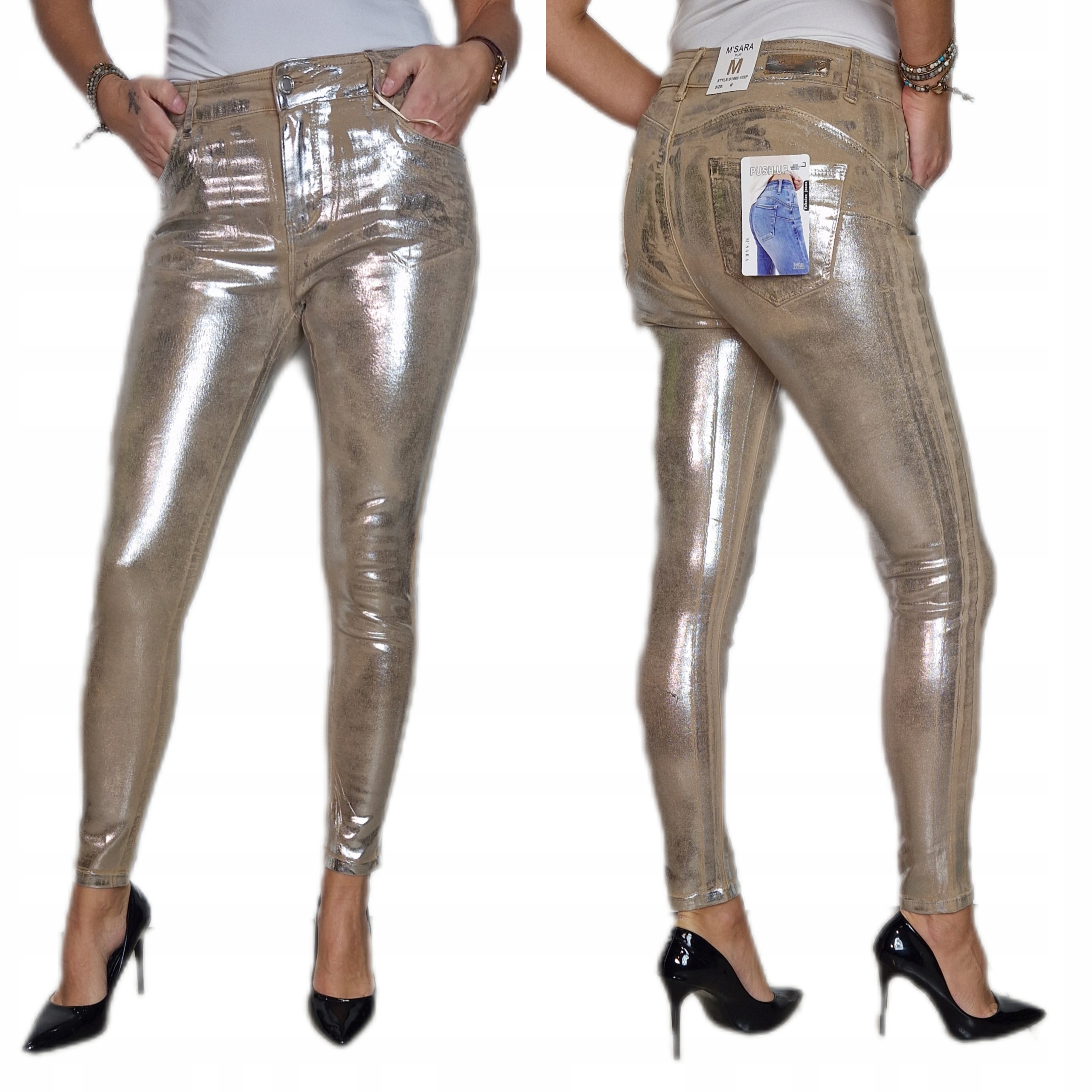 Dámské džínové kalhoty zlaté s modelováním vel Xs