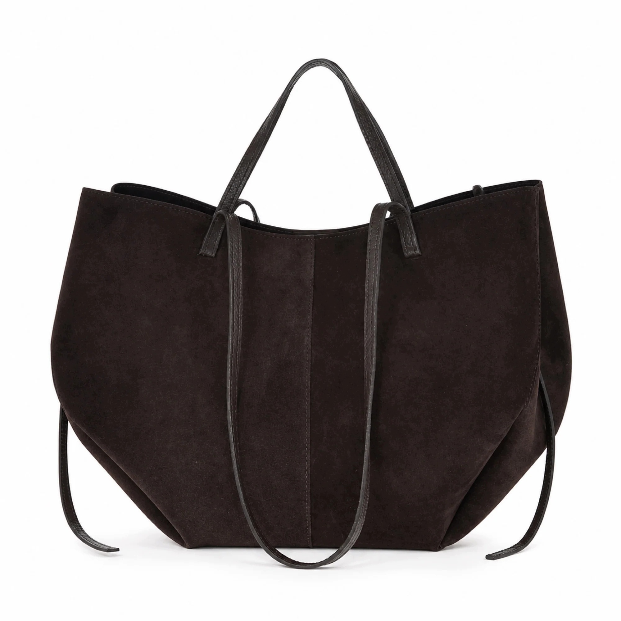Dámská shopper kabelka Laura Biaggi z přírodní semišové kůže velká A4 Choco