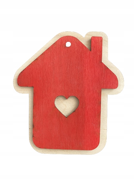 Bombka drewno 2 strony malowane czerwony choinka Hałys Grawer