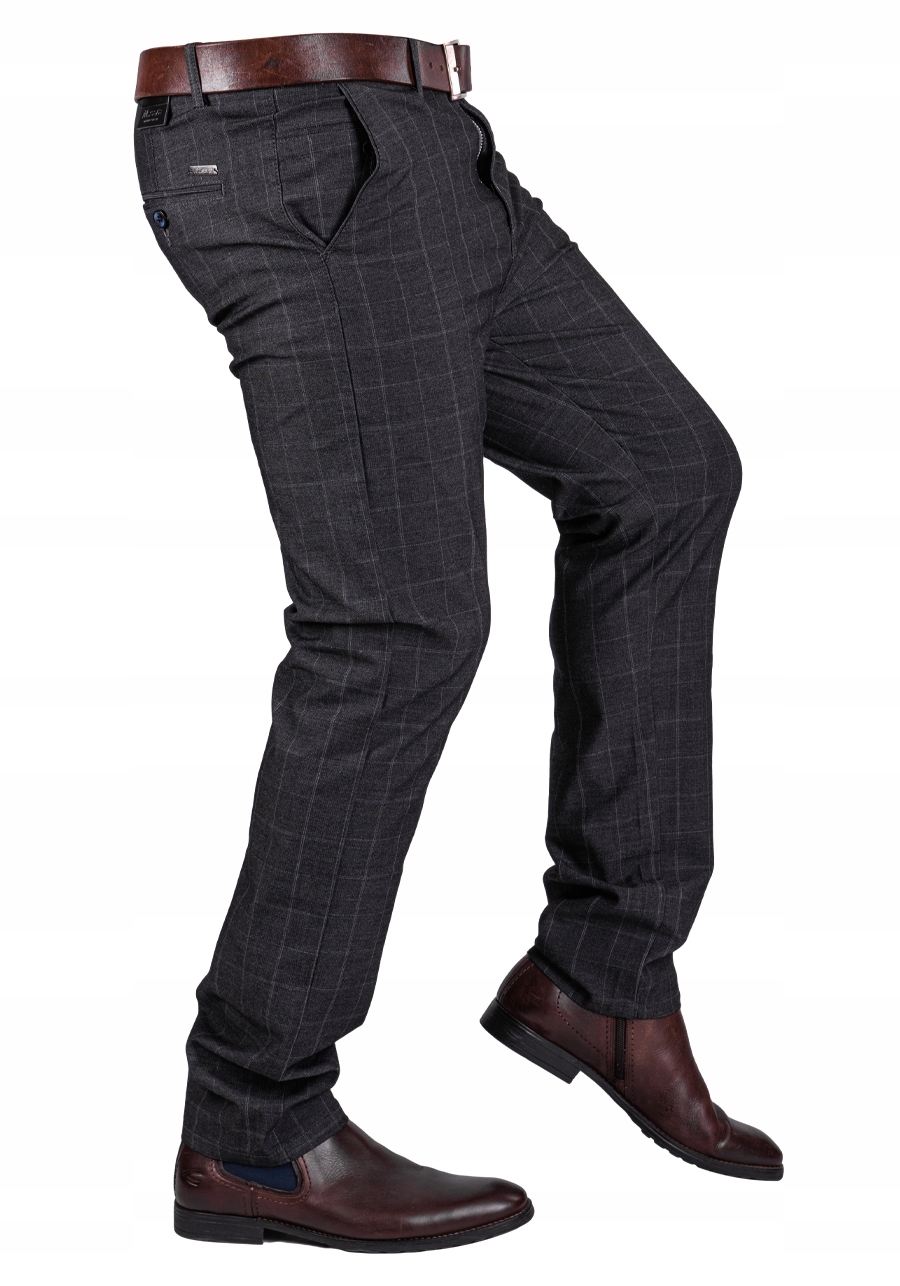 Eleganckie grafitowe CHINOSY PERTO w kratę r.32 Rozmiar 32