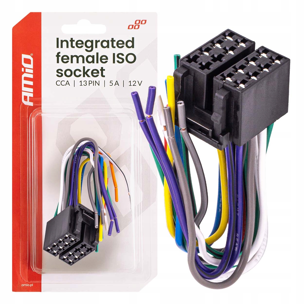 Zintegrowane złącze żeńskie Iso Cca 13PIN 5A 12V AMIO-04441