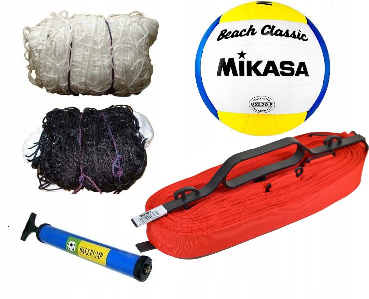 Sada Na Volejbal: Linky 4 cm Červené, polská síť, míč Mikasa, pomka