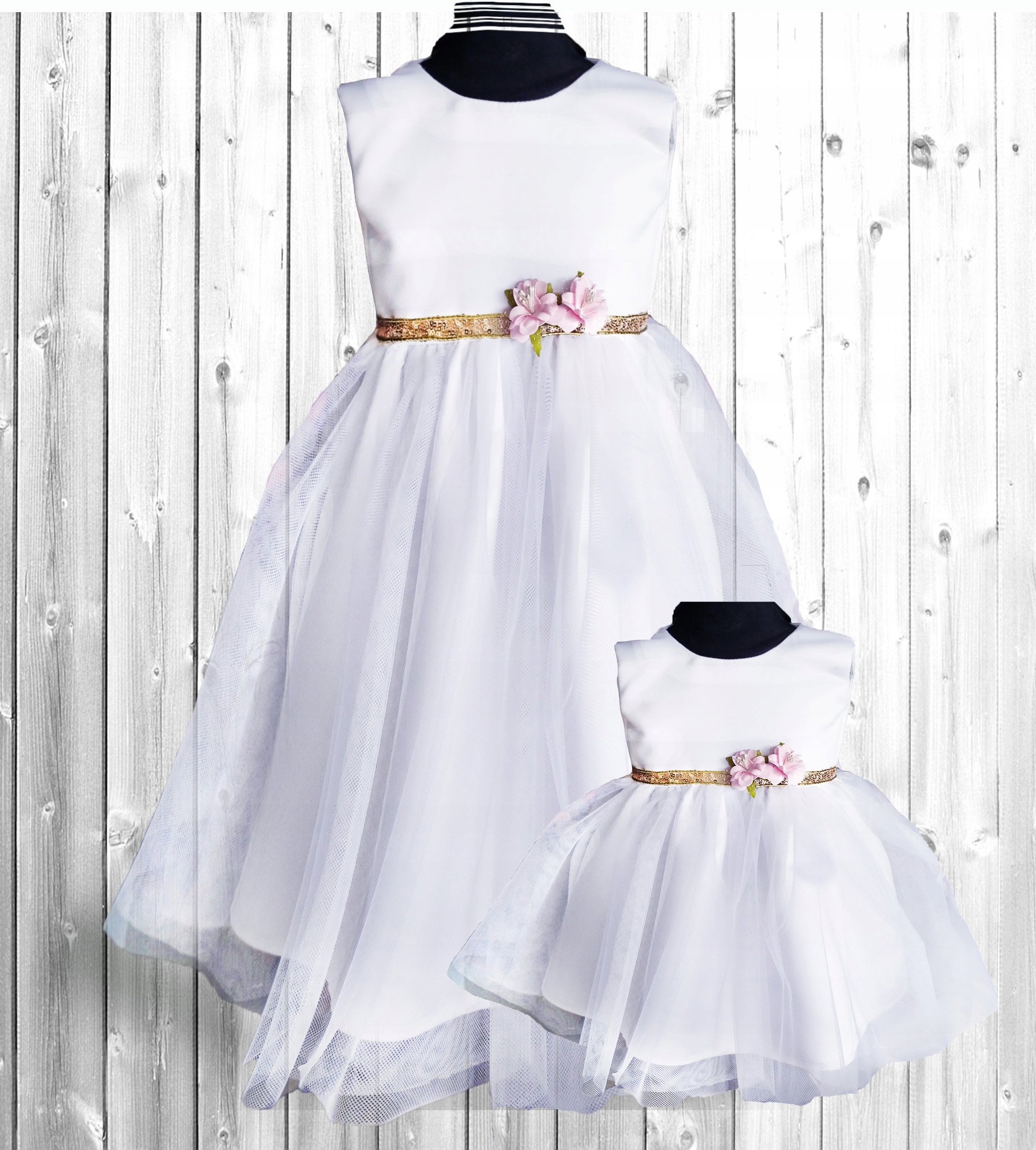 Sukienka chrzciny sesja CARMEN kwiaty wesele 56/62 Kolor biały