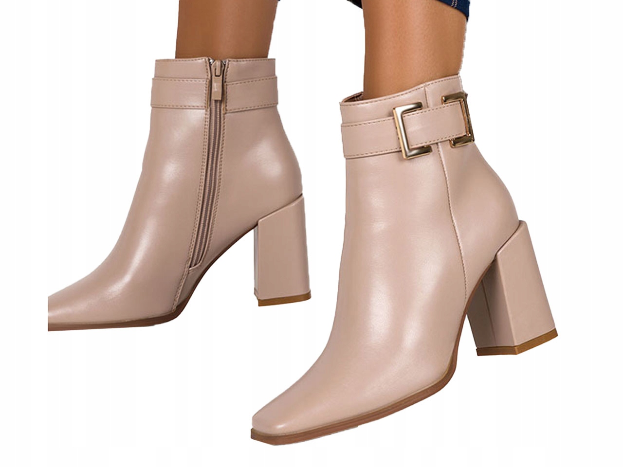 MODNE BOTKI DAMSKIE NA OBCASIE SŁUPKU ELEGANCKIE OBUWIE r 41
