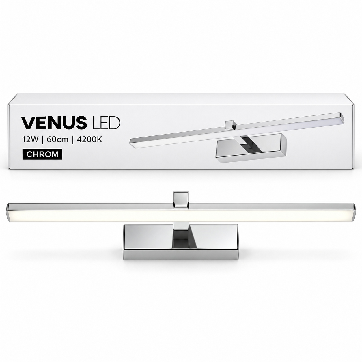 Osvětlení zrcadla Venus Led 12W 60 cm chrom nástěnná lampa 4200K IP44