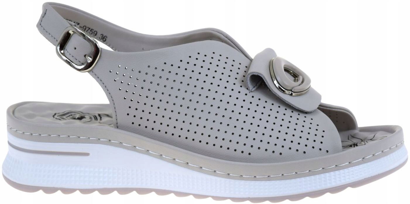 Elegantní dámské sandály na podpatku z béžové ažurové kůže Evento 9759 VEL.36