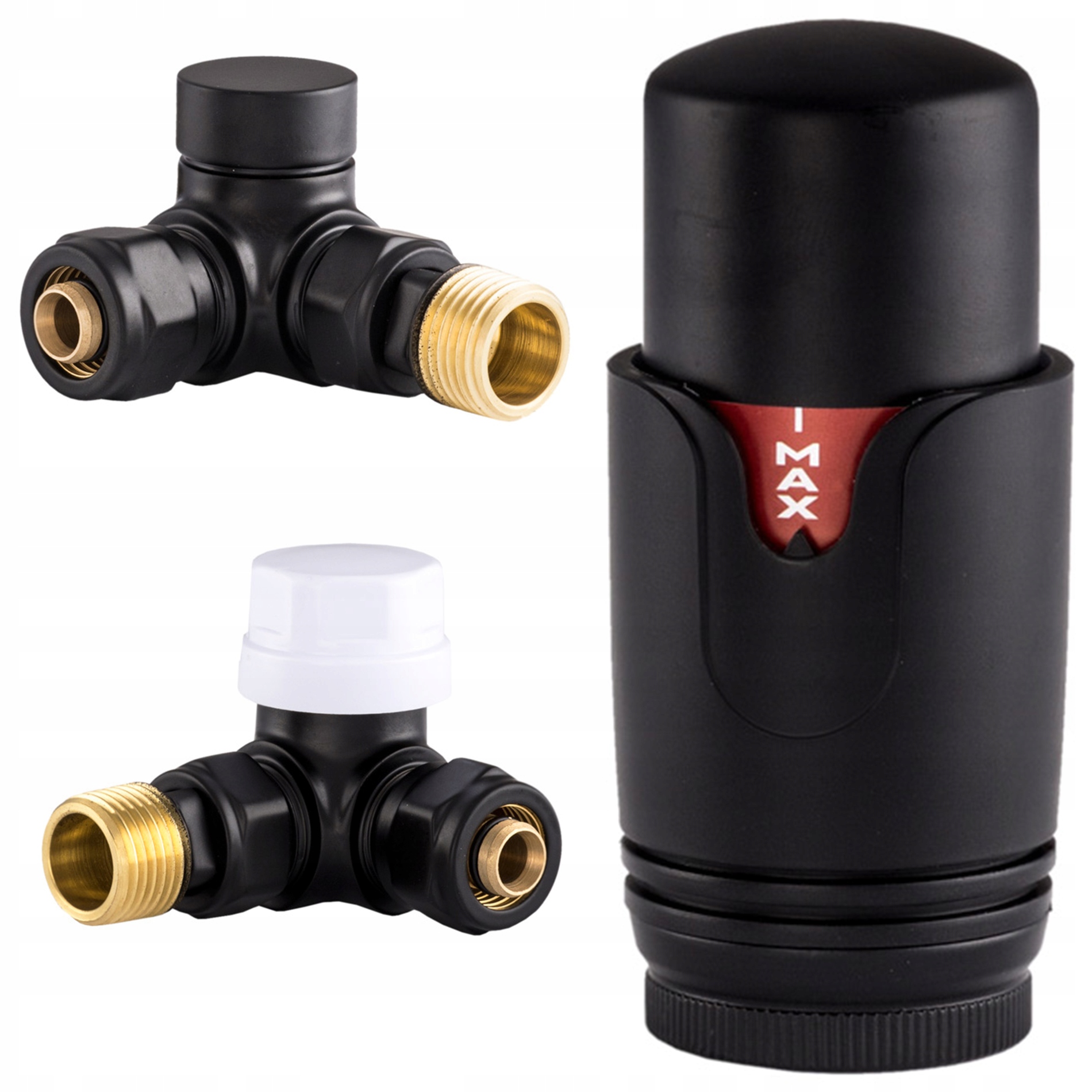 Termostatický Radiátorový Ventil 3-OSOVÝ Napájací, Uzatvárací 1/2" Čierny