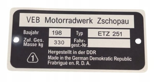 

Tabliczka znamionowa Mz Etz 251 198...